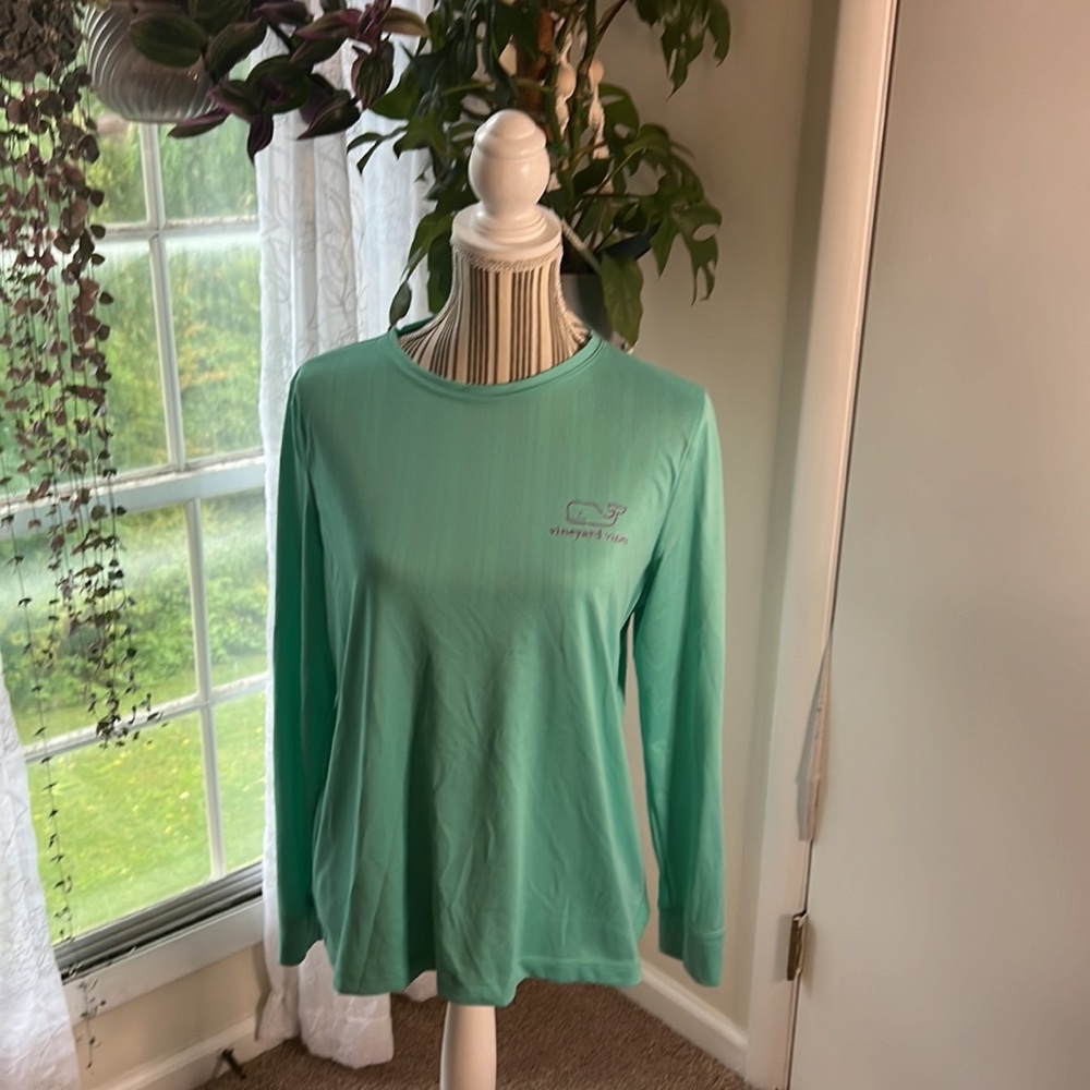 Vineyard Vines Performance Long Sleeved Tee Green Aqua Purple - Size Large